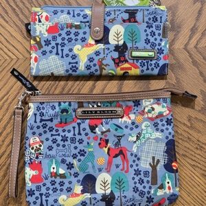 Lily Bloom Colorful Dog Print Wallet and Pouch